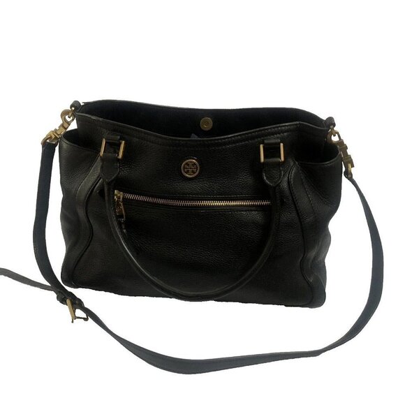 Tory Burch  handbag Black Leather  Purse Shoulderbag  Tote Satchel - Picture 5 of 10